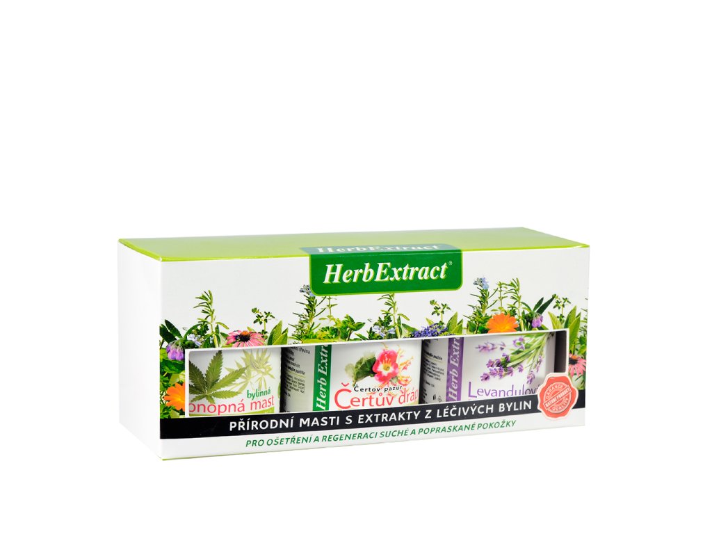 Dárková kazeta bylinných mastí Levandule & Konopí & Čertův dráp