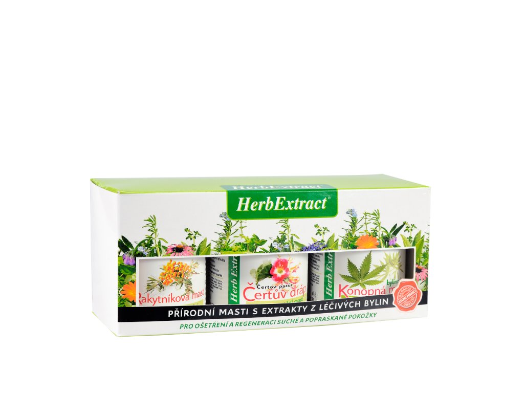 Dárková kazeta bylinných mastí Rakitník & Konopí & Čertův dráp